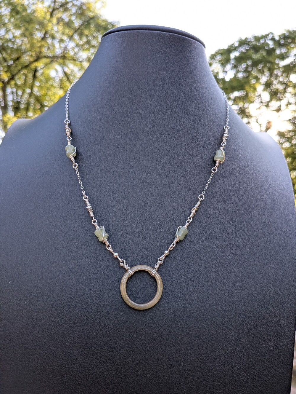Eternity Circlet Jade Necklace - Dainty Sterling Silver Chain - Artisan Crafted - Picture 15 of 16